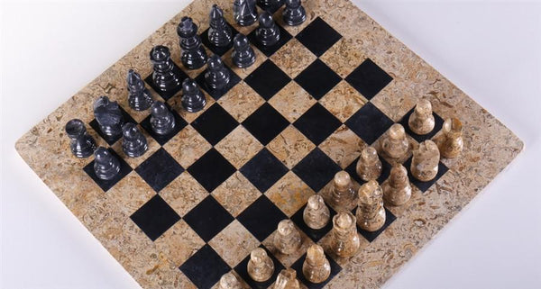 16 Black and White Marble Chess Set – Chess House