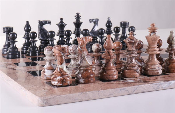 16 Black and White Marble Chess Set – Chess House