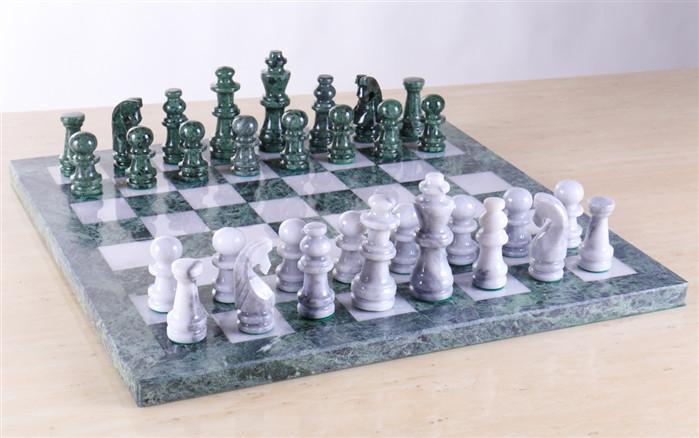 Chess Set MARBLE Green/White Handmade good