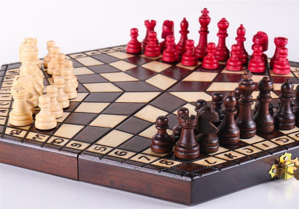 4 Player Chess Set Combination - Triple Weighted Regulation Colored Chess  Pieces & 4 Player Vinyl Chess Board