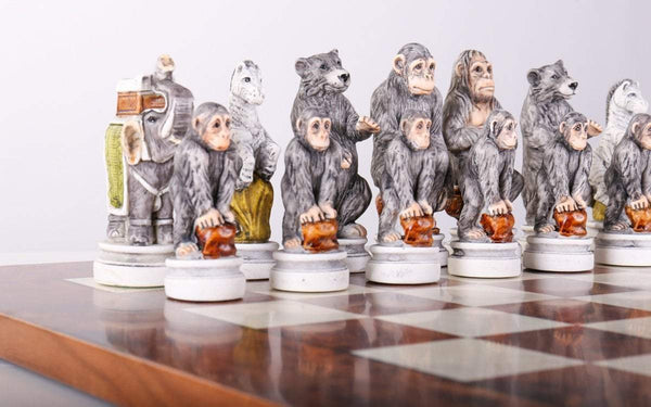 Animal Kingdom Themed Chessmen & Exotic Board Chess Set - Fancy Chess