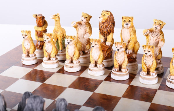 Animal Kingdom Themed Chessmen & Exotic Board Chess Set – Fancy Chess