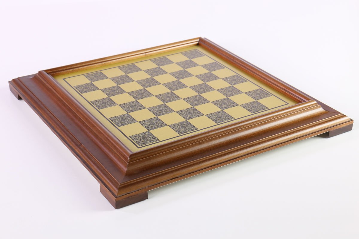 14 Chess Board with Brass Top and Wood Frame