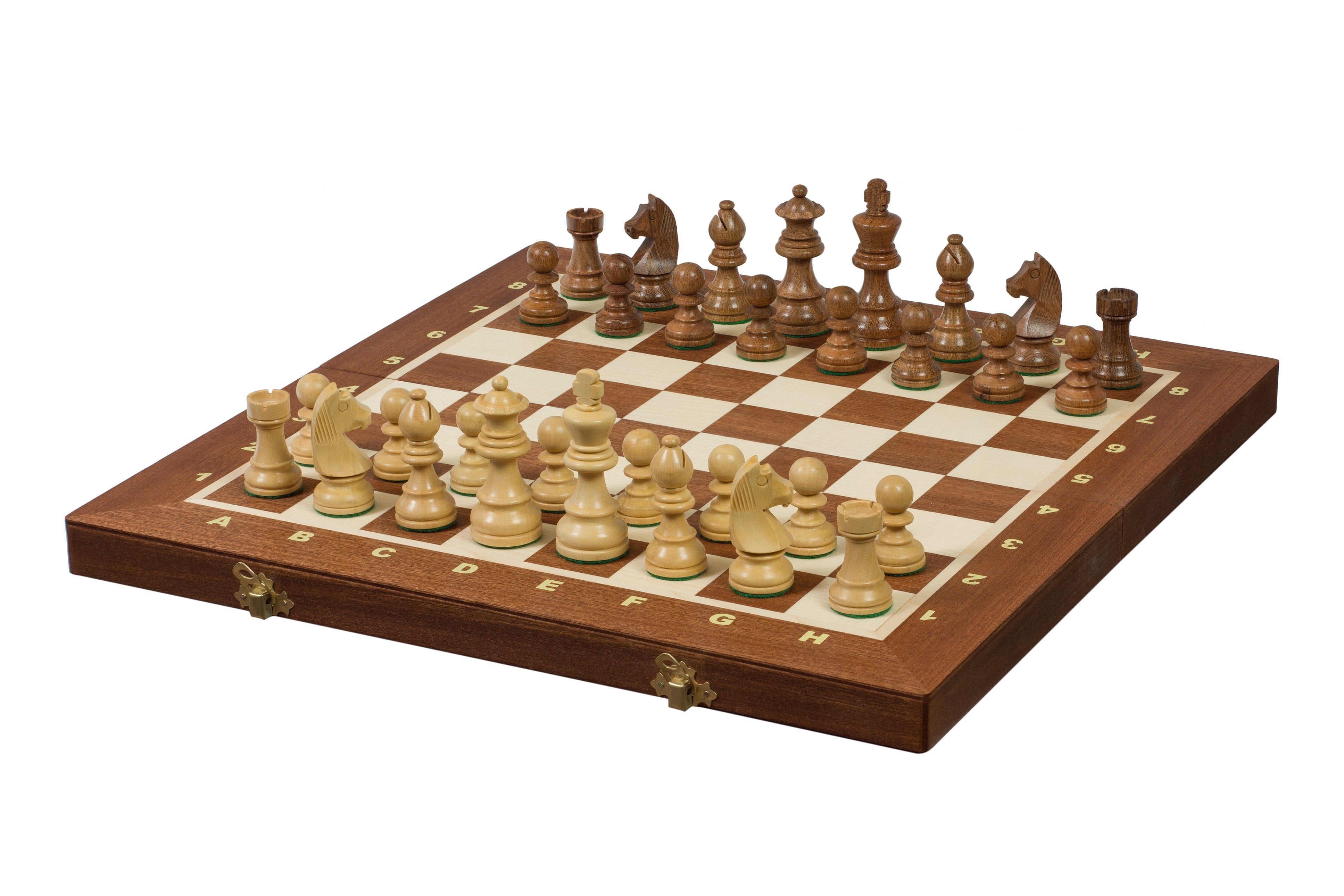 16" Folding Tournament Wood Chess Set No.4 with German Acacia 3" Pieces - Chess Set - Chess-House