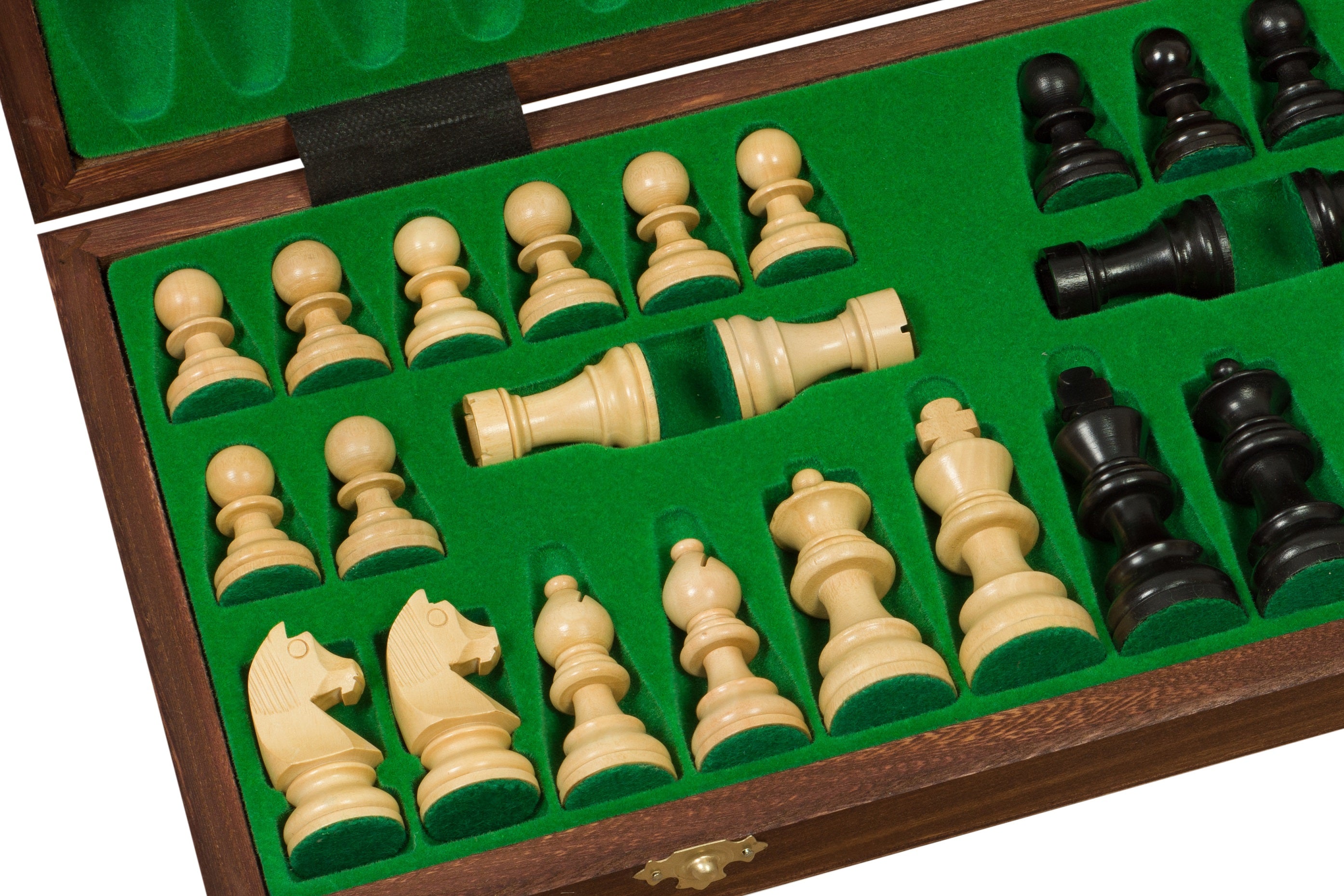 16" Folding Tournament Wood Chess Set No.4 with German Ebonized 3" Pieces - Chess Set - Chess-House