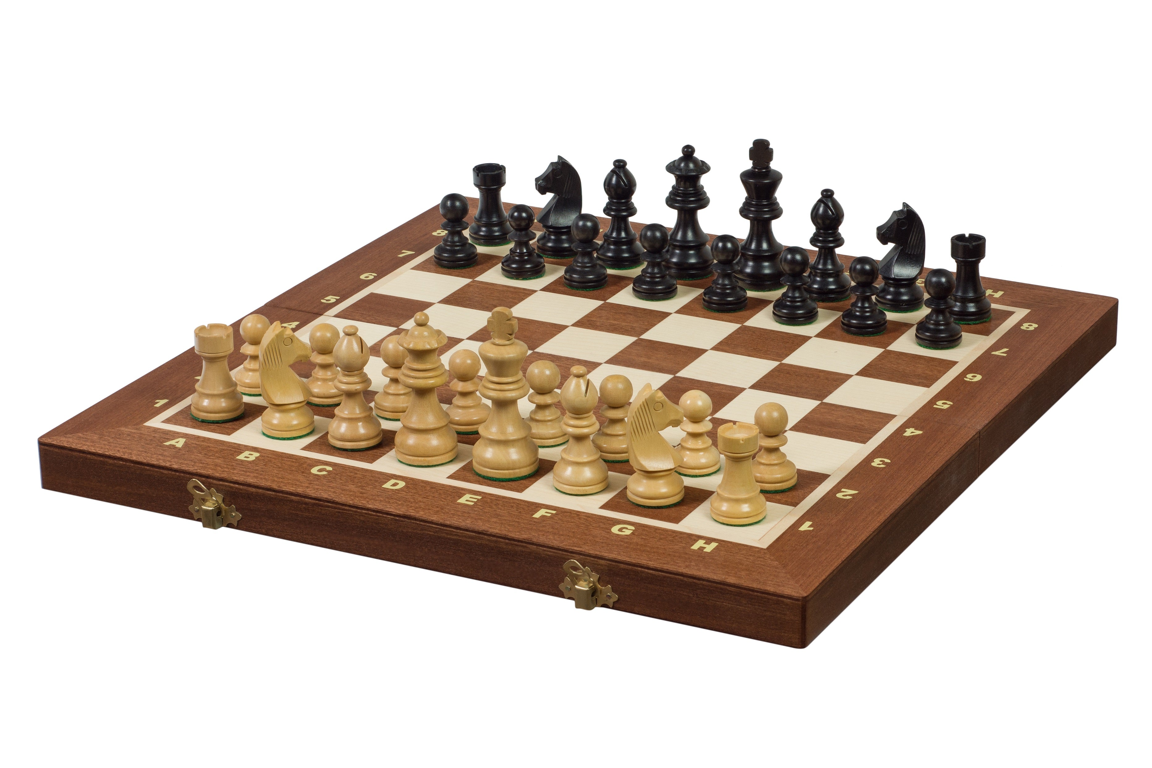 16" Folding Tournament Wood Chess Set No.4 with German Ebonized 3" Pieces - Chess Set - Chess-House