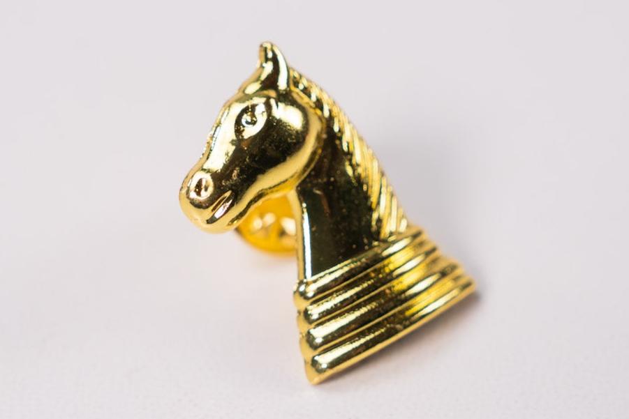 Gold Knight Chess Pin