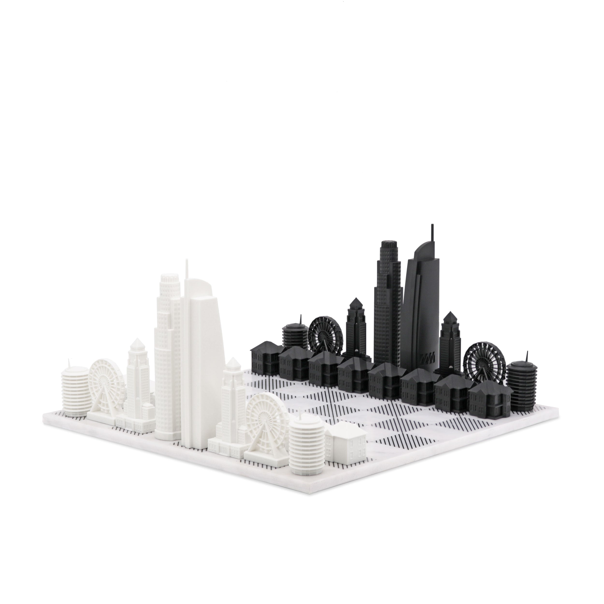 Chess Set Acrylic LOS ANGELES Edition with Marble Hatch Board - Chess Set - Chess-House