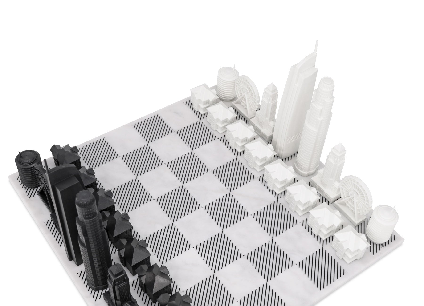 Chess Set Acrylic LOS ANGELES Edition with Marble Hatch Board - Chess Set - Chess-House