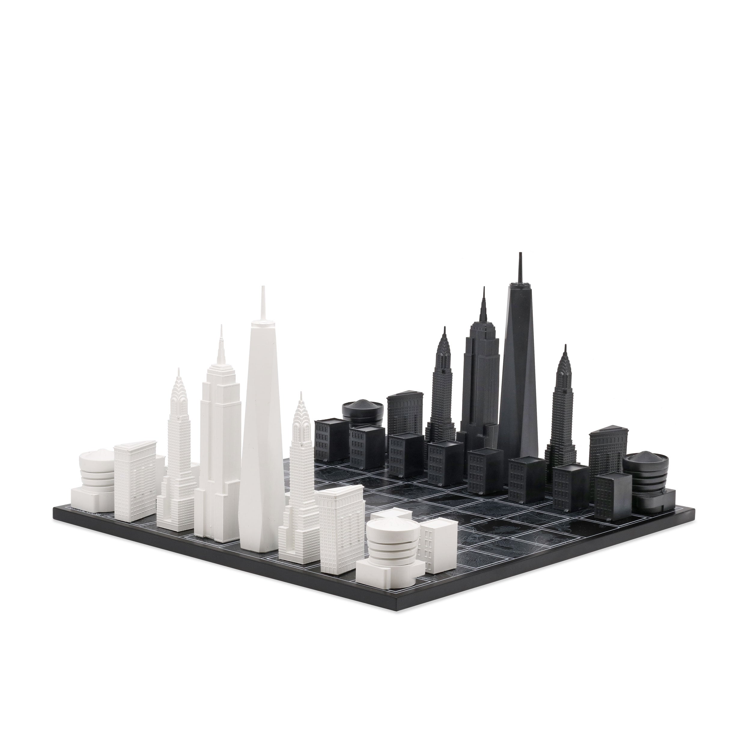 Chess Set Acrylic NEW YORK Edition with Wood Map Board - Chess Set - Chess-House