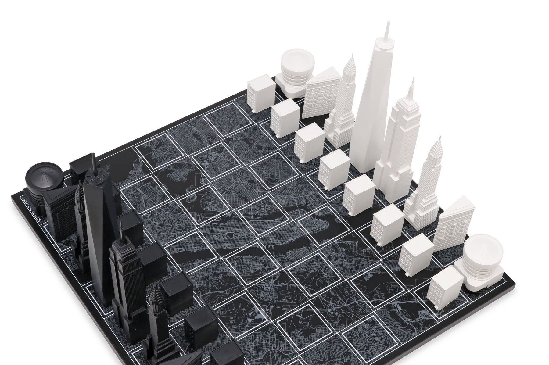 Chess Set Acrylic NEW YORK Edition with Wood Map Board - Chess Set - Chess-House