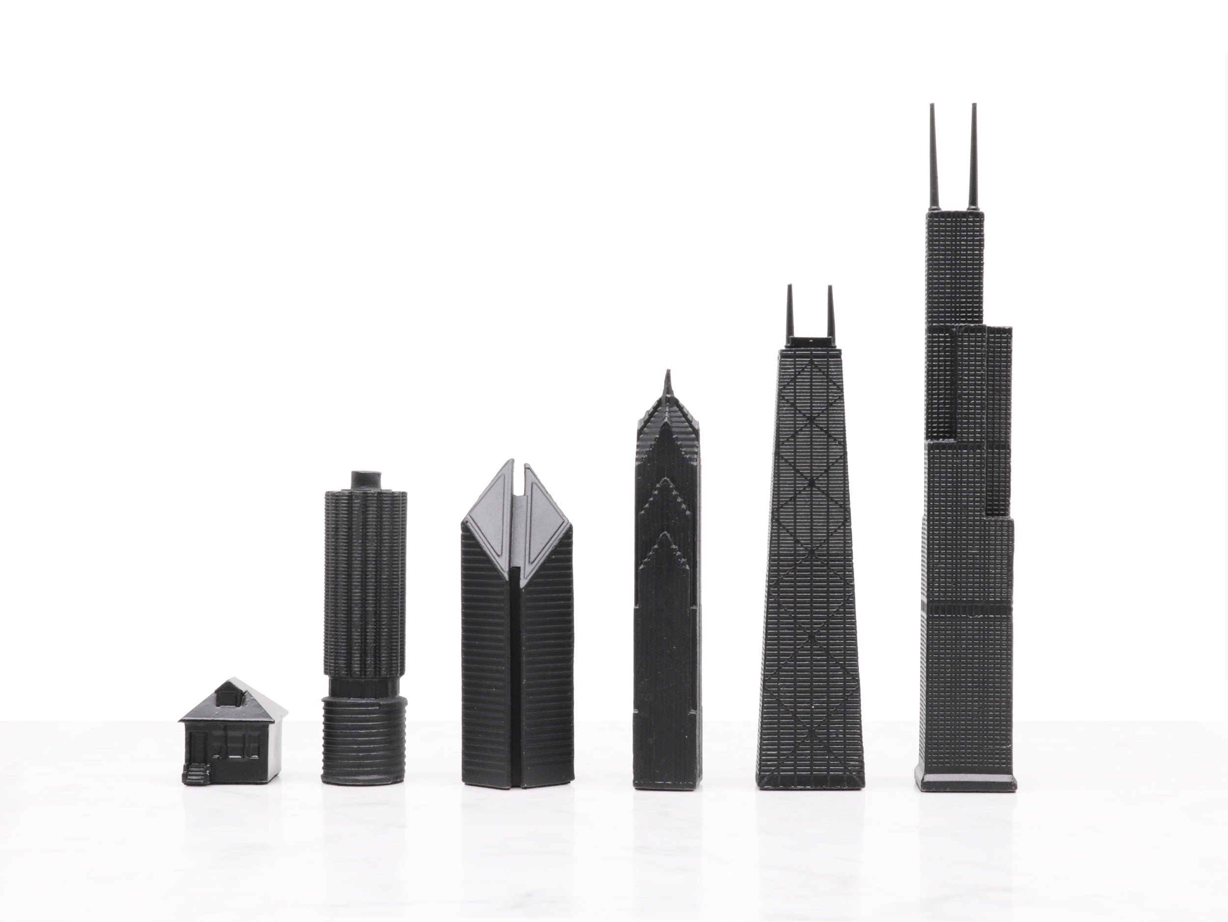 Chess Set Stainless Steel CHICAGO Edition with Chicago Wood Map Board - Chess Set - Chess-House