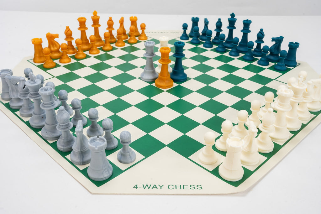 Four Player Chess Set With Soft Chess Board for Kids and Adults