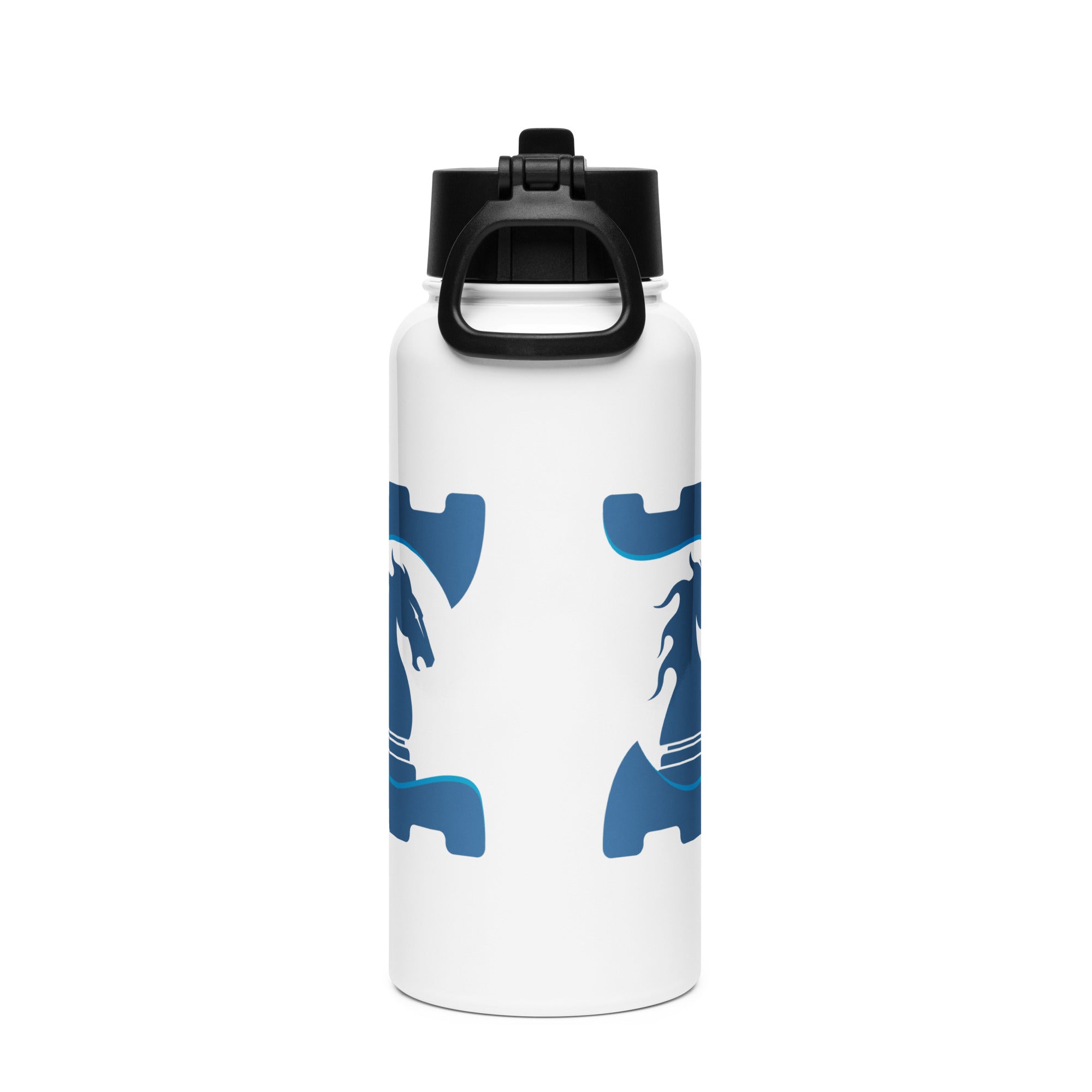 Stainless steel water bottle with a straw lid - Chess House Logo - - Chess-House