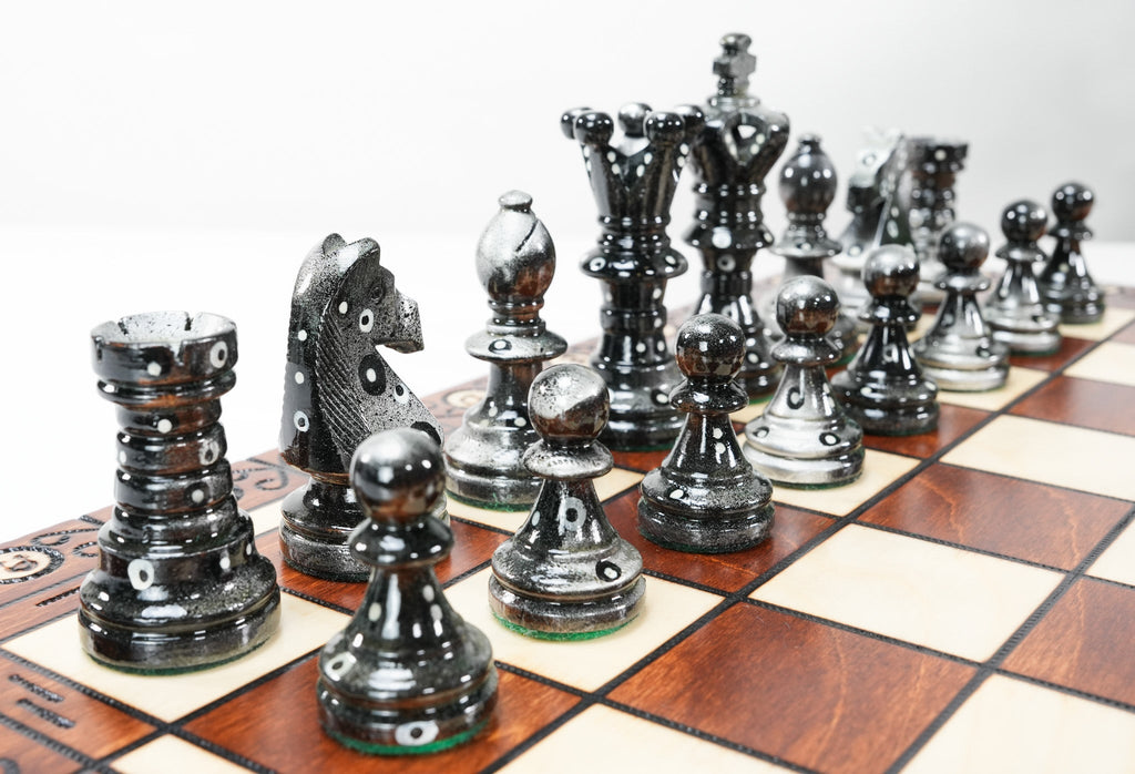 21 Black Ambassador Folding Chess Set