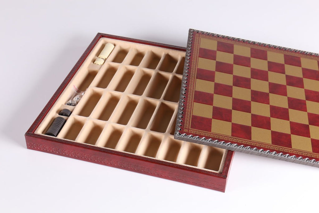 Medieval Style Metal Chess Set With Beautiful Leatherlike Box