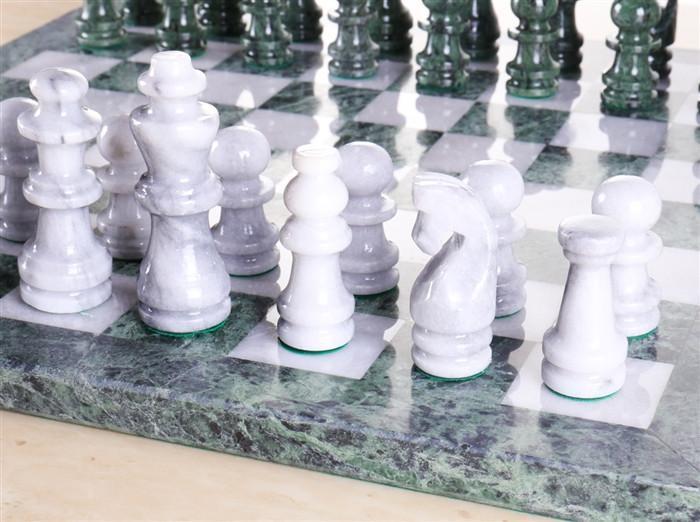 Marble Chess Set 32 high quality Pieces Marble Board Green and White 16