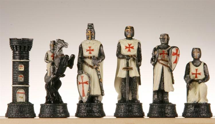 Medieval Times Crusades Red & White Armored Maltese Knights Chess Set 17  Board