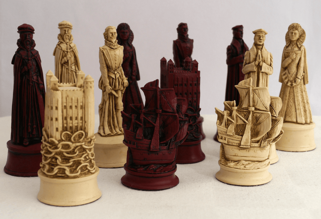 Elizabethan Chess Pieces by Berkeley - Cardinal Red – Chess House