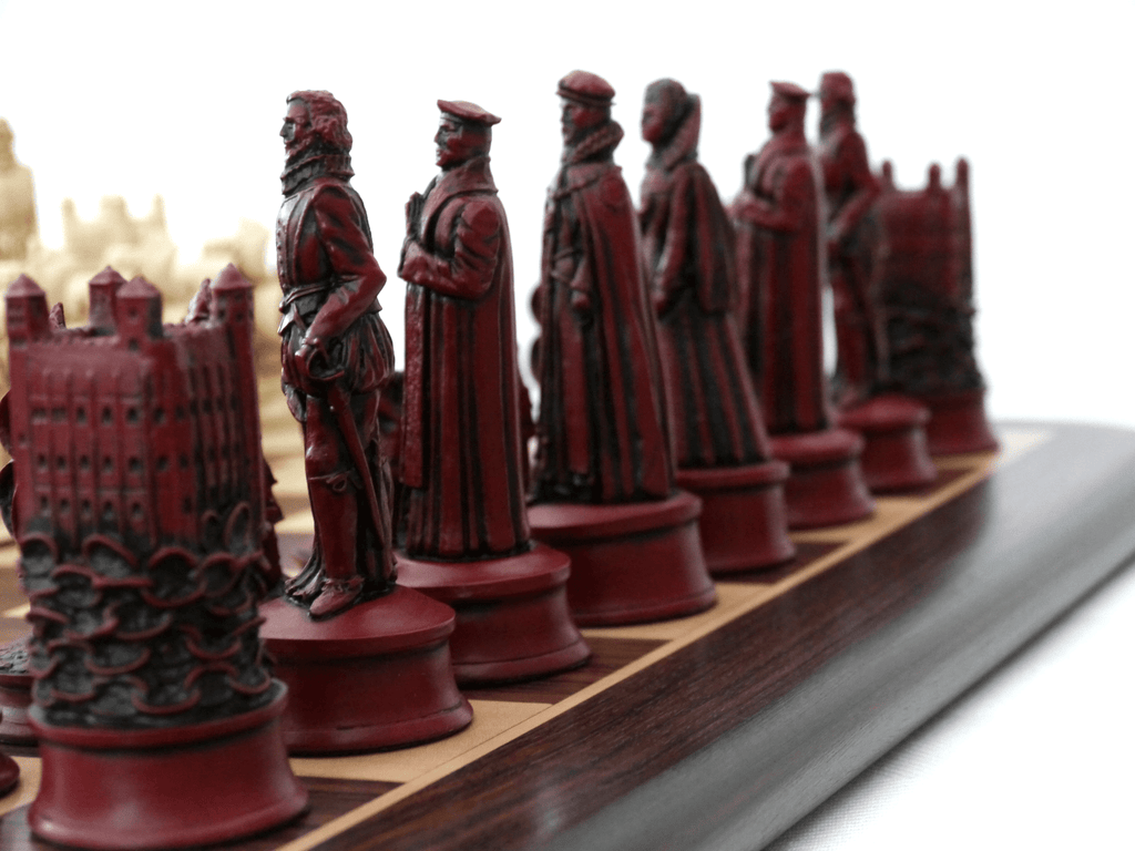 Elizabethan Chess Pieces by Berkeley - Cardinal Red – Chess House