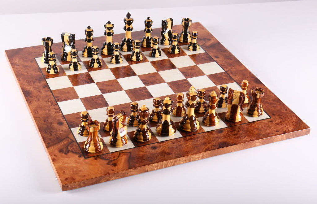 VENEZIA - 51 cm Root of Elm Glossy Luxury Chess Board