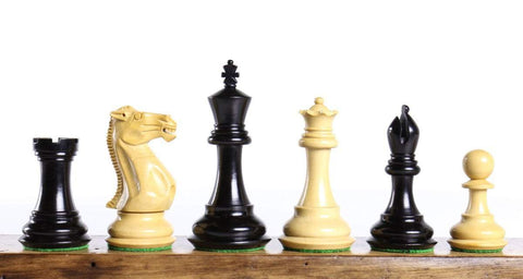 German Knight Staunton Chess Set with Ebonized & Boxwood Pieces - 3.75  King - The Chess Store