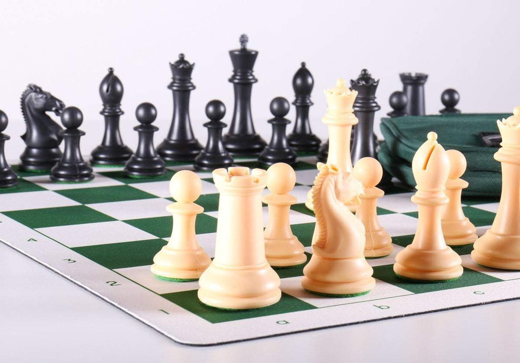 Regulation Tournament Chess Pieces and Chess Board Combo - SOLID PLASTIC