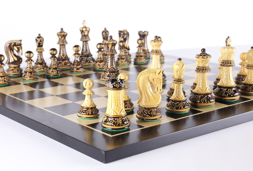 Wooden The 4 inch Burnt Zangreb Grand Master Chess Set, Packaging