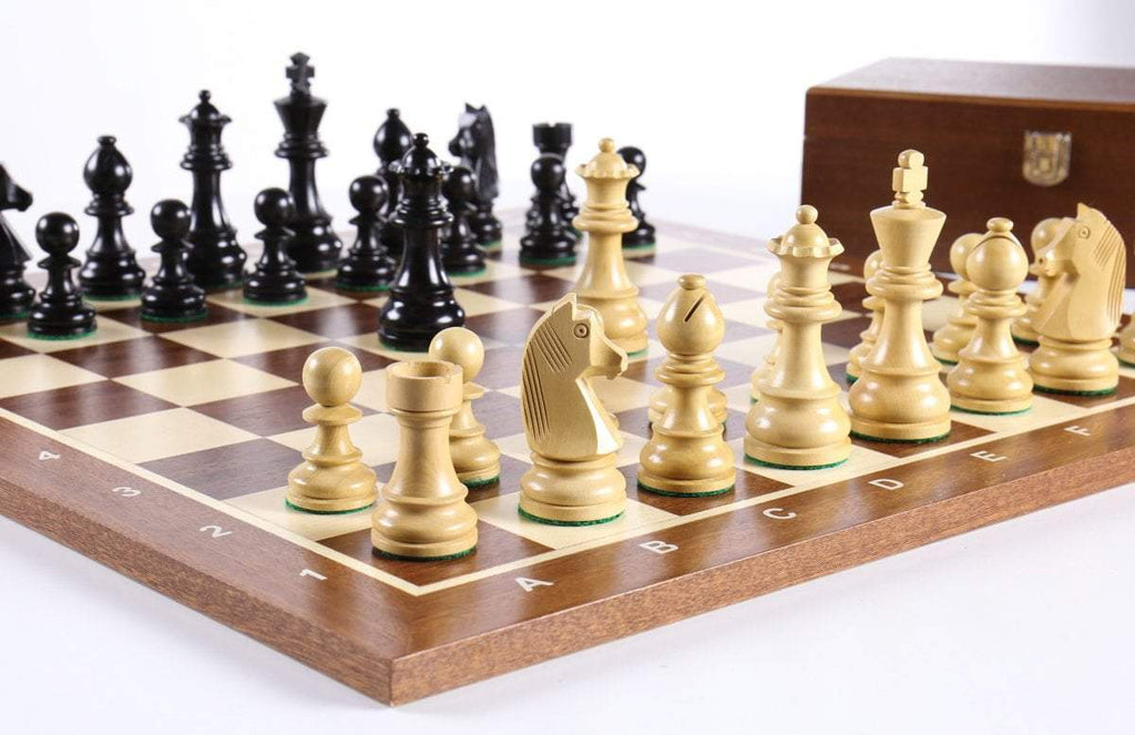 Chess Pieces German Knight | Staunton | 95 mm | Boxwood & Ebonized Wood