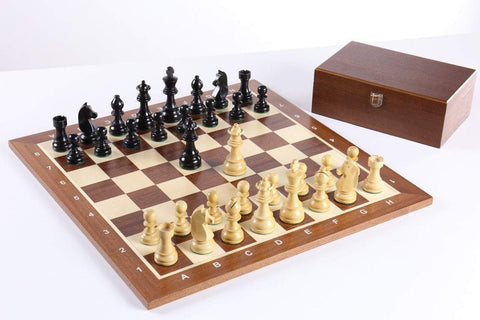 19 Stained Beech Staunton Analysis Chess Set with Storage Box