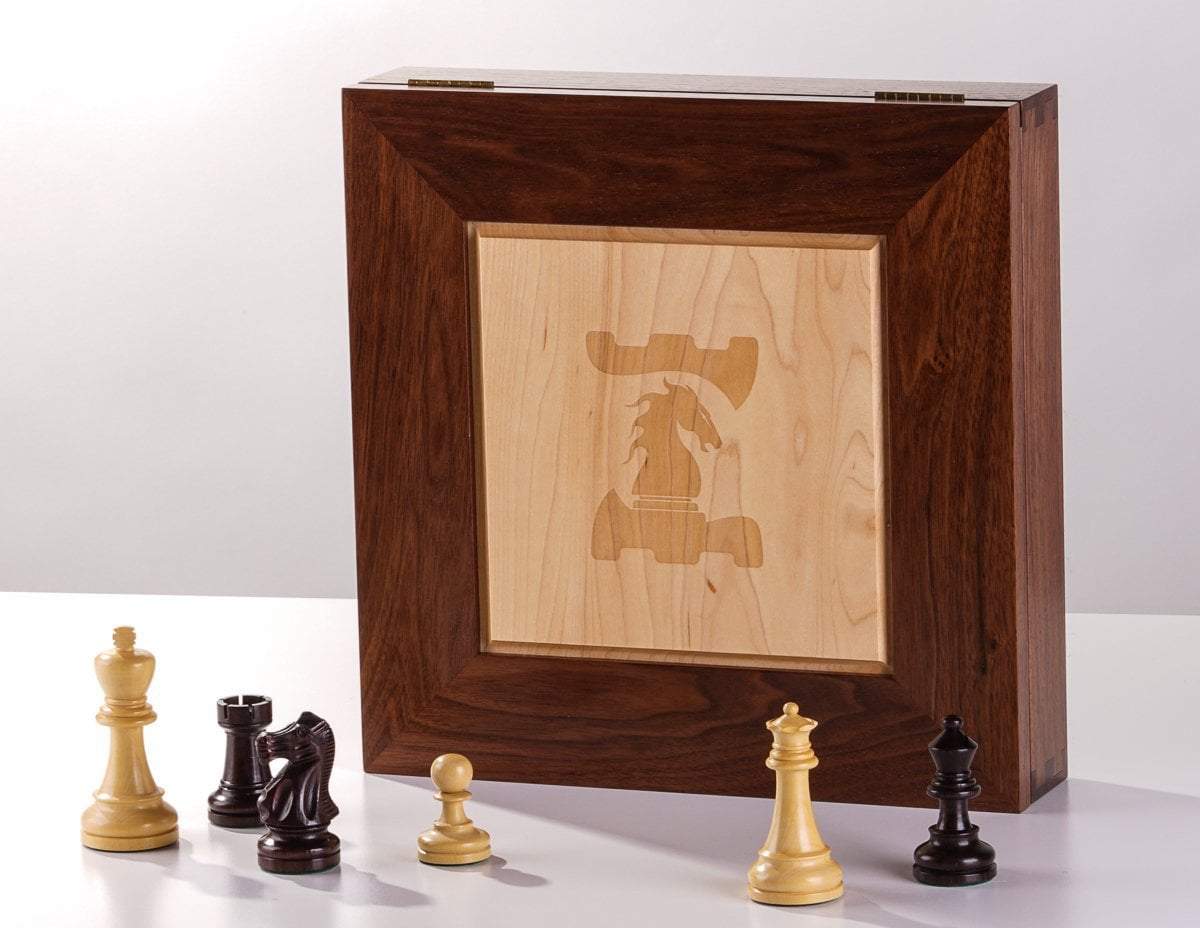 Walnut Maple Premium Hardwood Chess Box with Framed Inset (Discounted for Imperfection) - Box - Chess-House