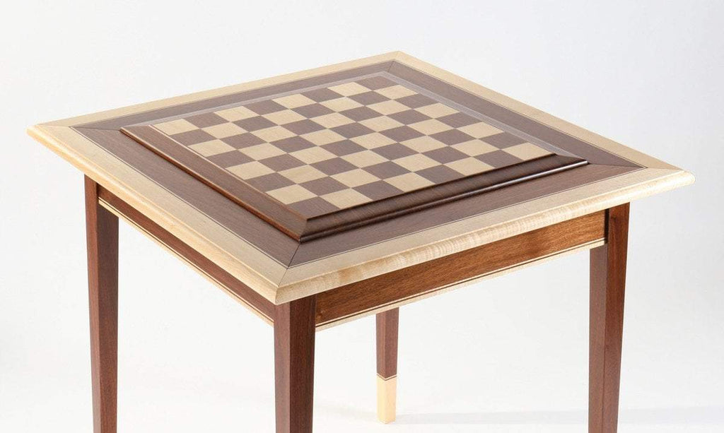 Walnut Parquetry Coffee Table with Reversible Chess Board-06